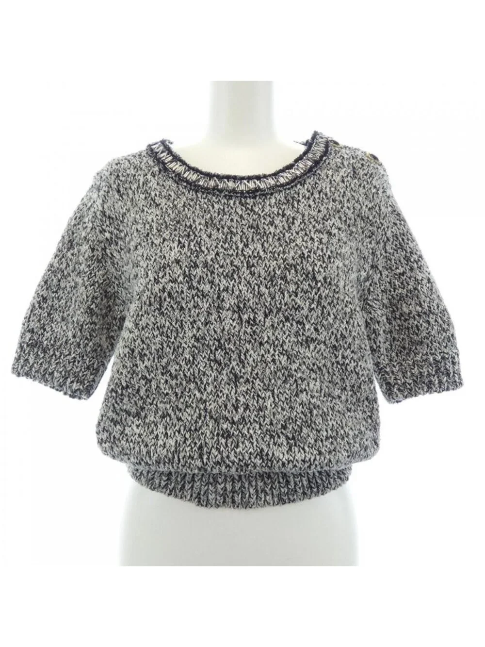Louis Vuitton Rhinestone Trim Tweed Knit Sweater